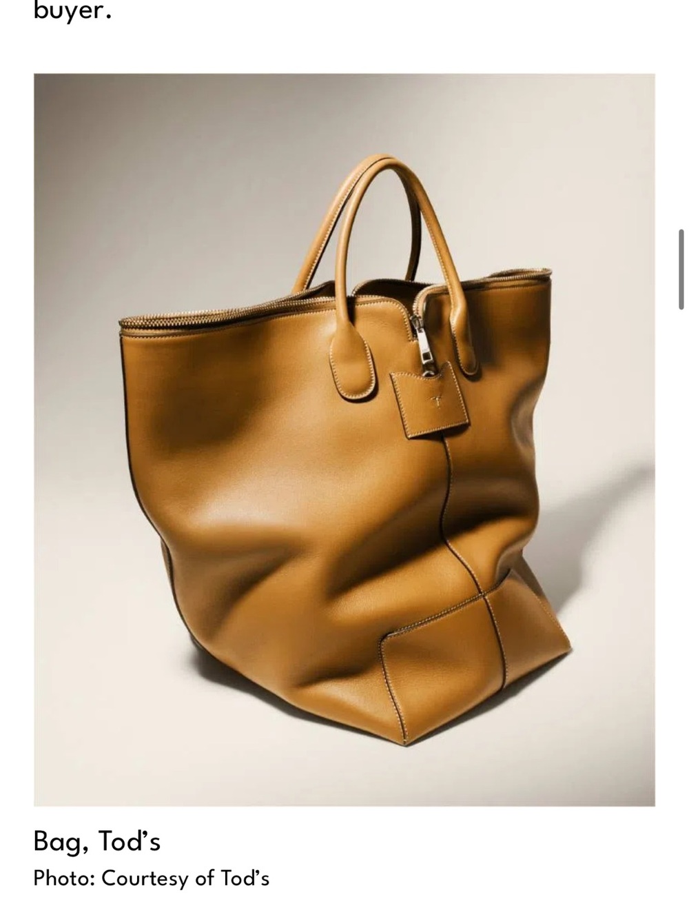 TOD'S Di Swing Mustard Leather Top-Zip Tote with Detachable Shoulder Strap - Picture 11 of 12